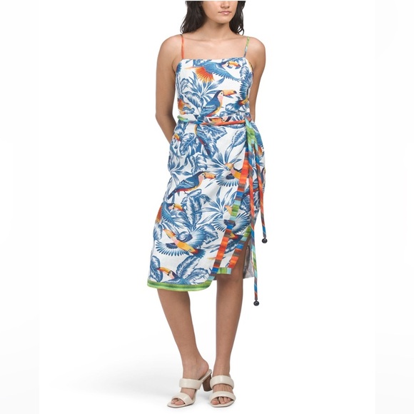 LAST CHANCE Farm Rio Flying Toucans Open Back Midi Dress - Picture 4 of 10